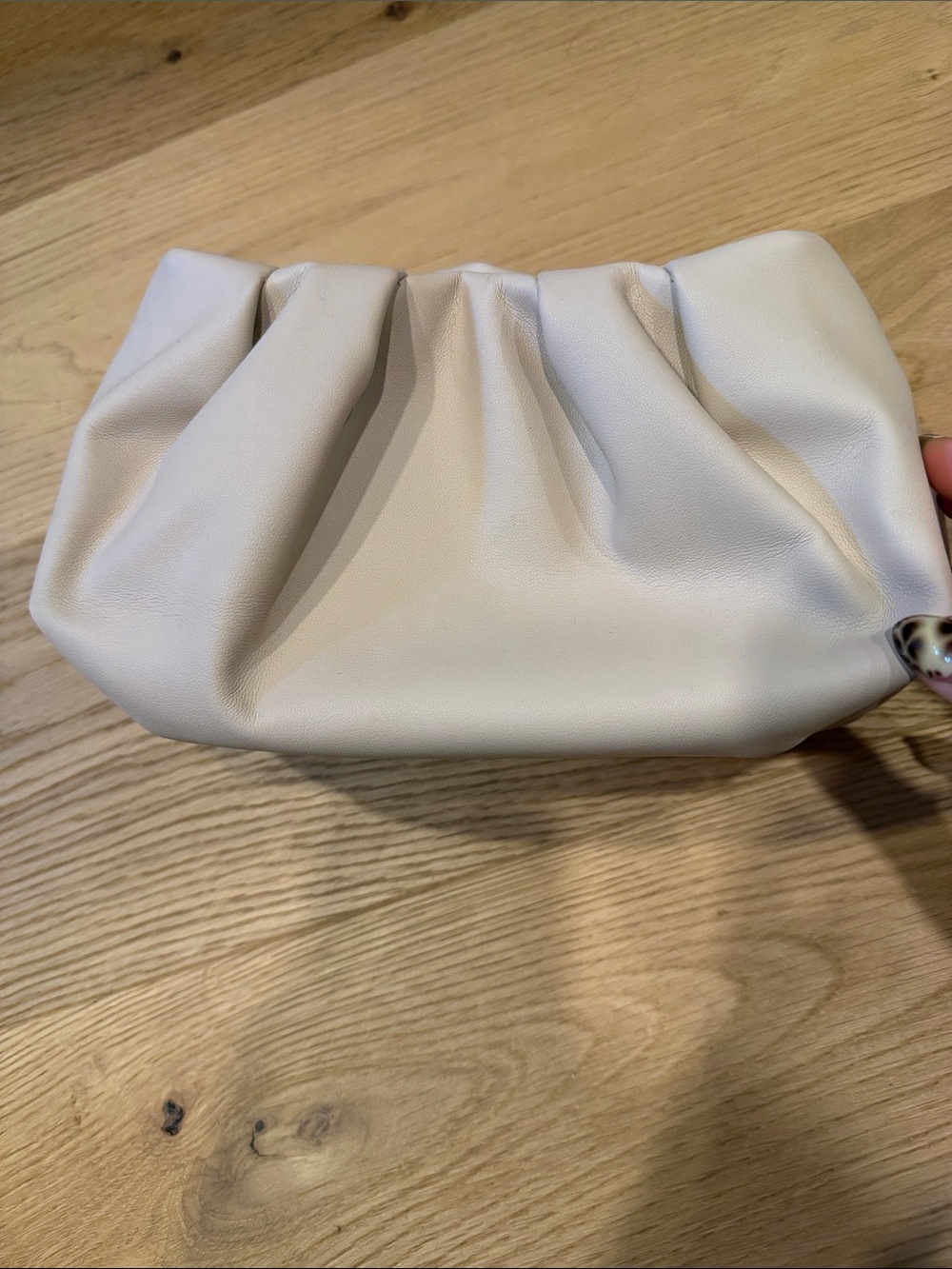 Oak & Fort Minimal Ruched Clutch Bag - Cream